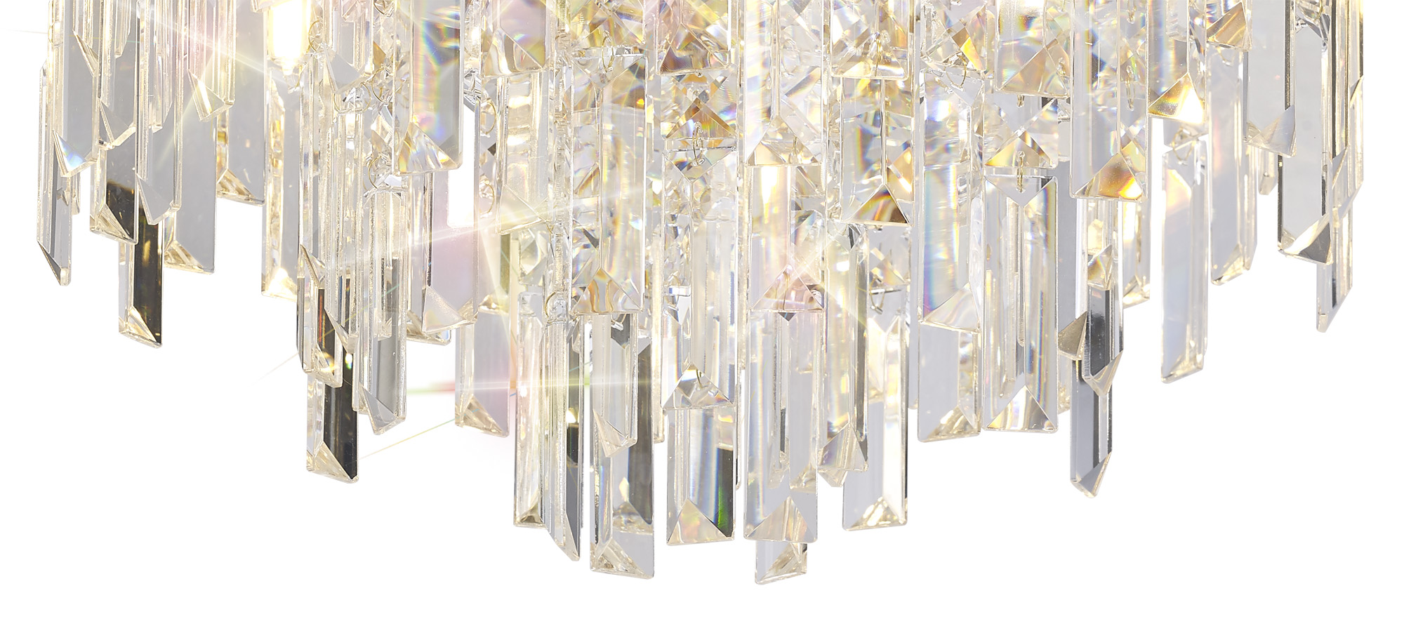 Maddison French Gold Crystal Ceiling Lights Diyas Flush Crystal Fittings